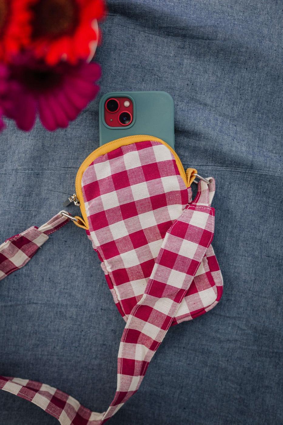 Phone Pouch | Gingham | Red Plum - www.bettyshome.com