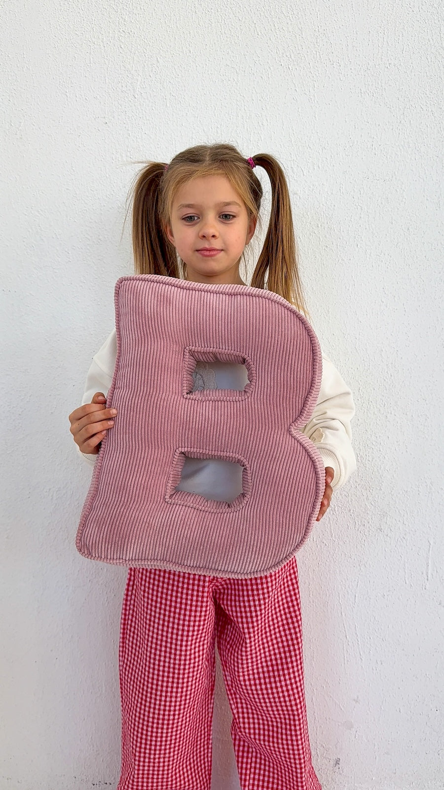 little girl with corduroy letter cushion B by bettys home
