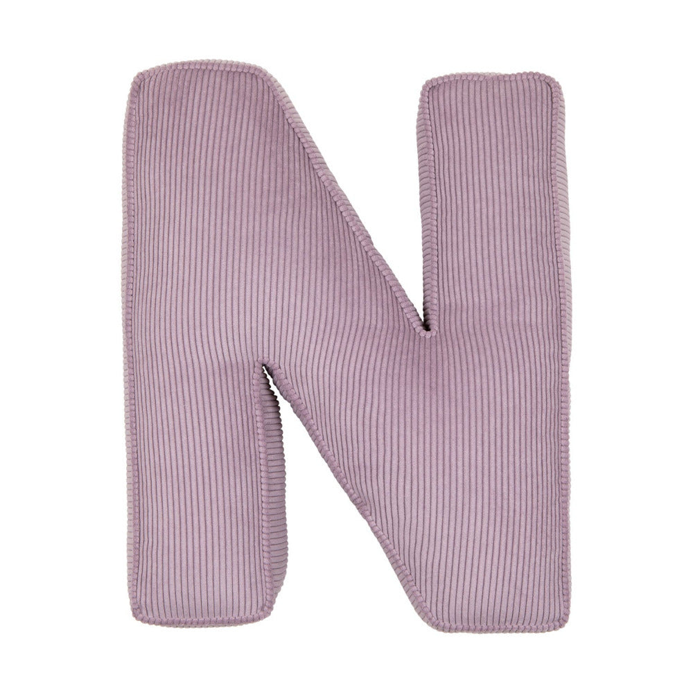 Corduroy Letter Cushion N by Bettys Home in lavender 