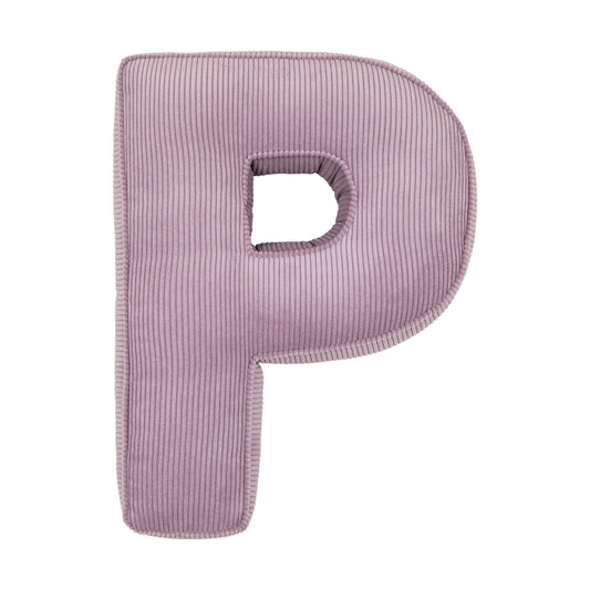 Corduroy Letter Cushion P by Bettys Home in lavender 