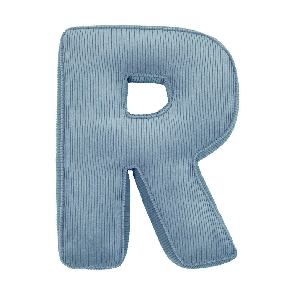 Corduroy Letter Cushion R by Bettys Home in blue 