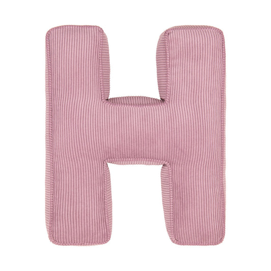 Corduroy Letter Cushion H by Bettys Home in pink 