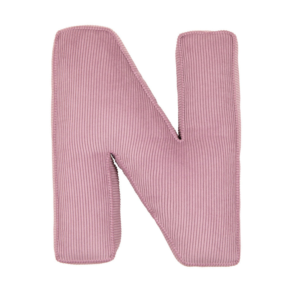 Corduroy Letter Cushion N by Bettys Home in pink 
