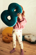 velvet number cushion by bettys home hold by a girl. number shaped cushion