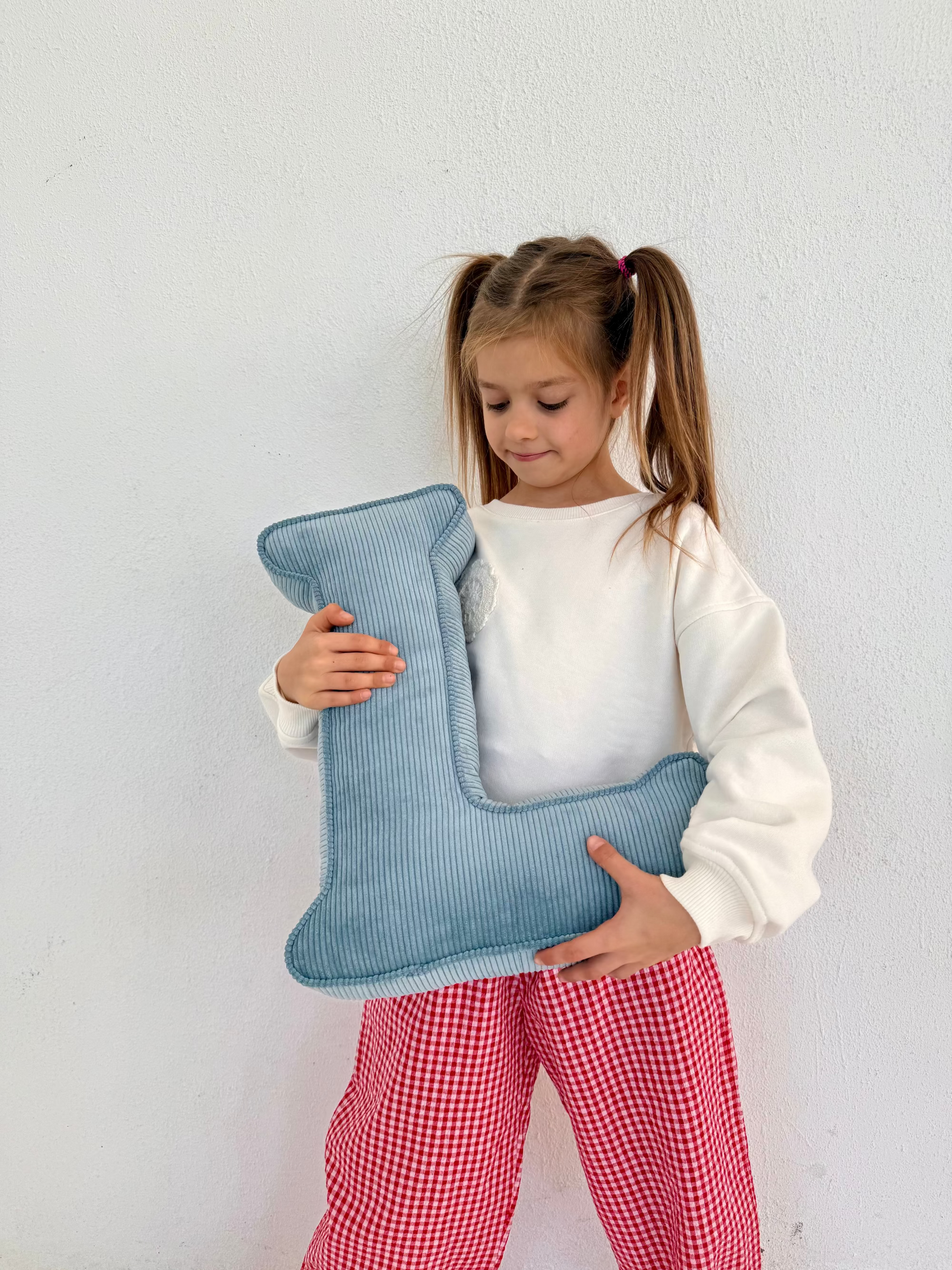 little girl with corduroy letter cushion L by bettys home 21