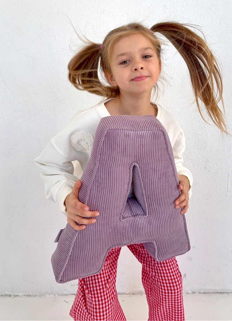 little girl with corduroy letter cushion A by bettys home 6